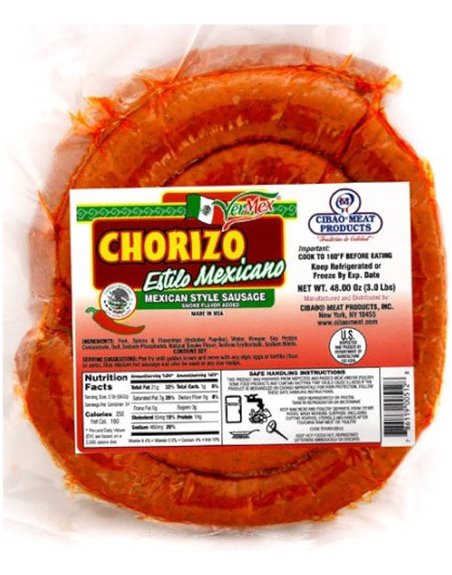 1923 VER-MEX CHORIZO 3LB / 6PK