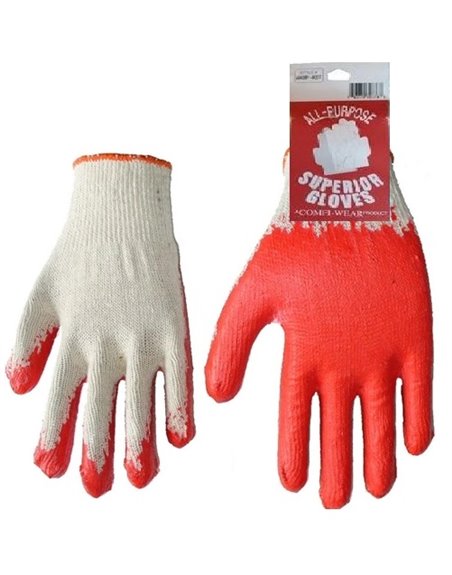 WORK GLOVES RED PALM 10/1